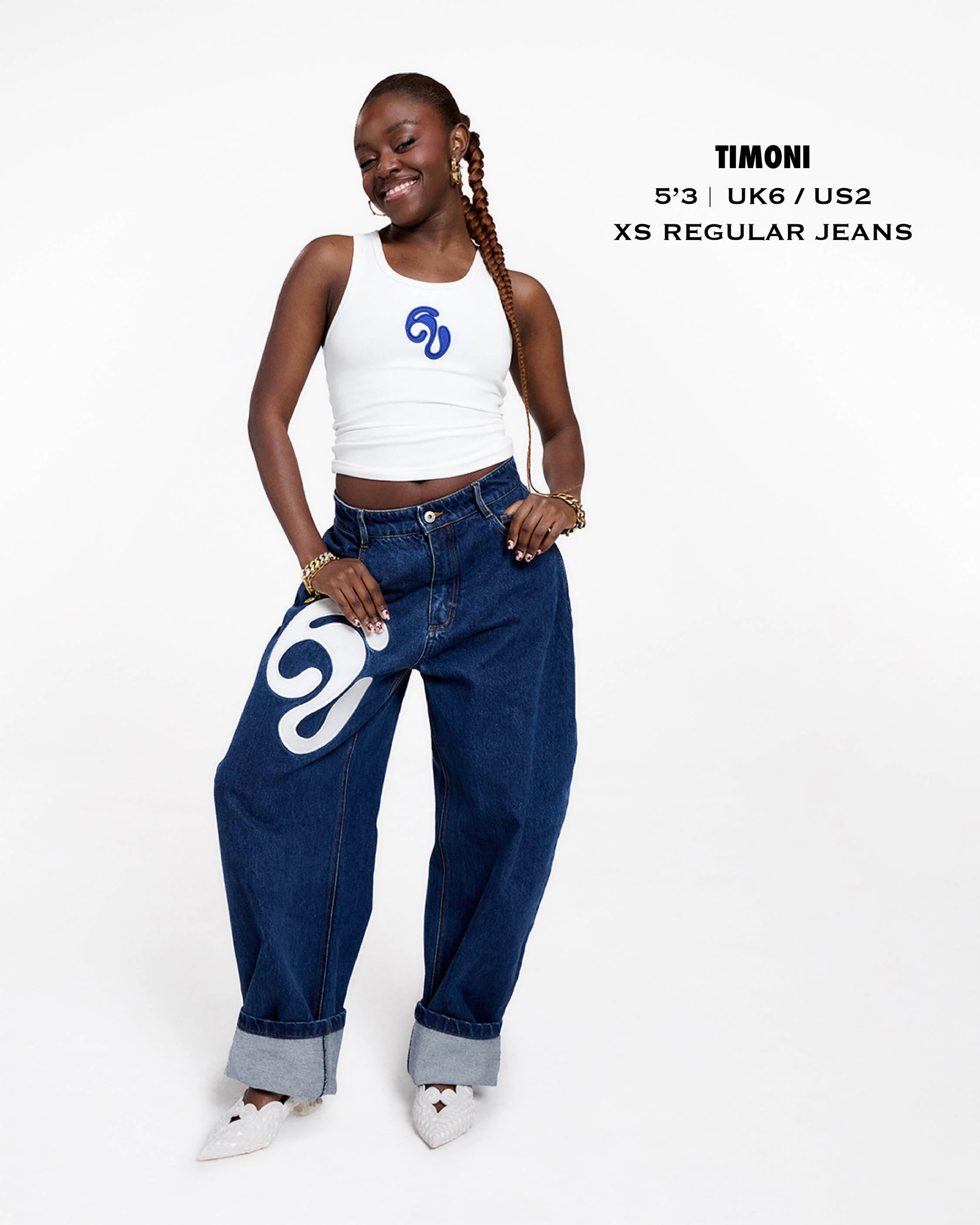 Koa Denim Barrel Leg Logo Embroidered Jeans - Blue Denim - Image 12
