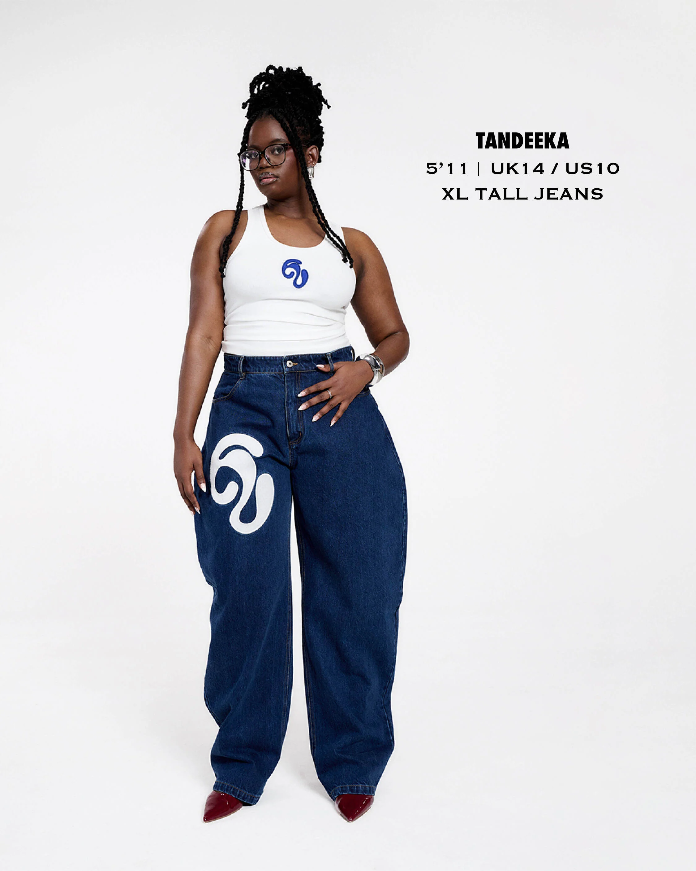 Koa Denim Barrel Leg Logo Embroidered Jeans - Blue Denim - Image 14