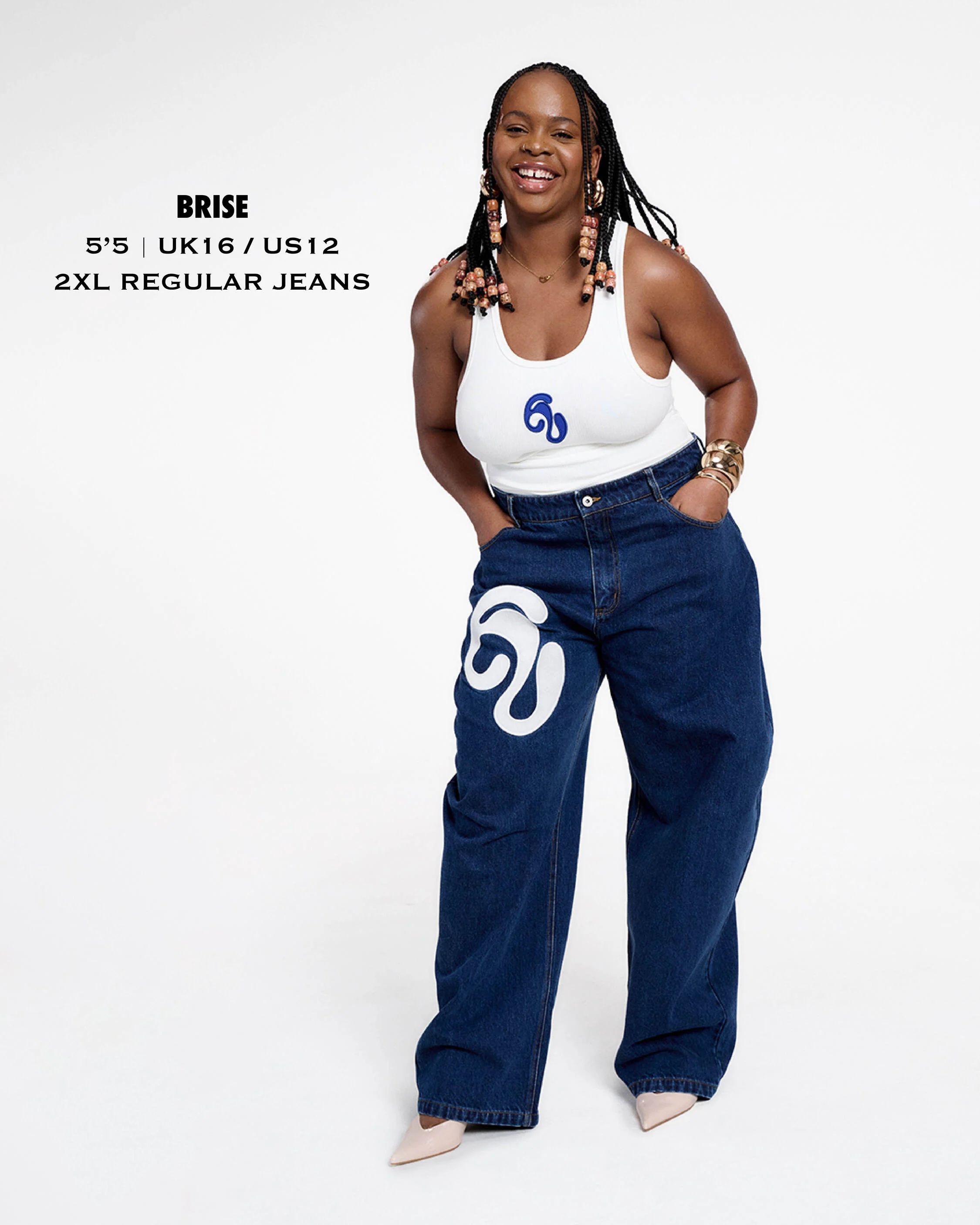 Koa Denim Barrel Leg Logo Embroidered Jeans - Blue Denim - Image 15
