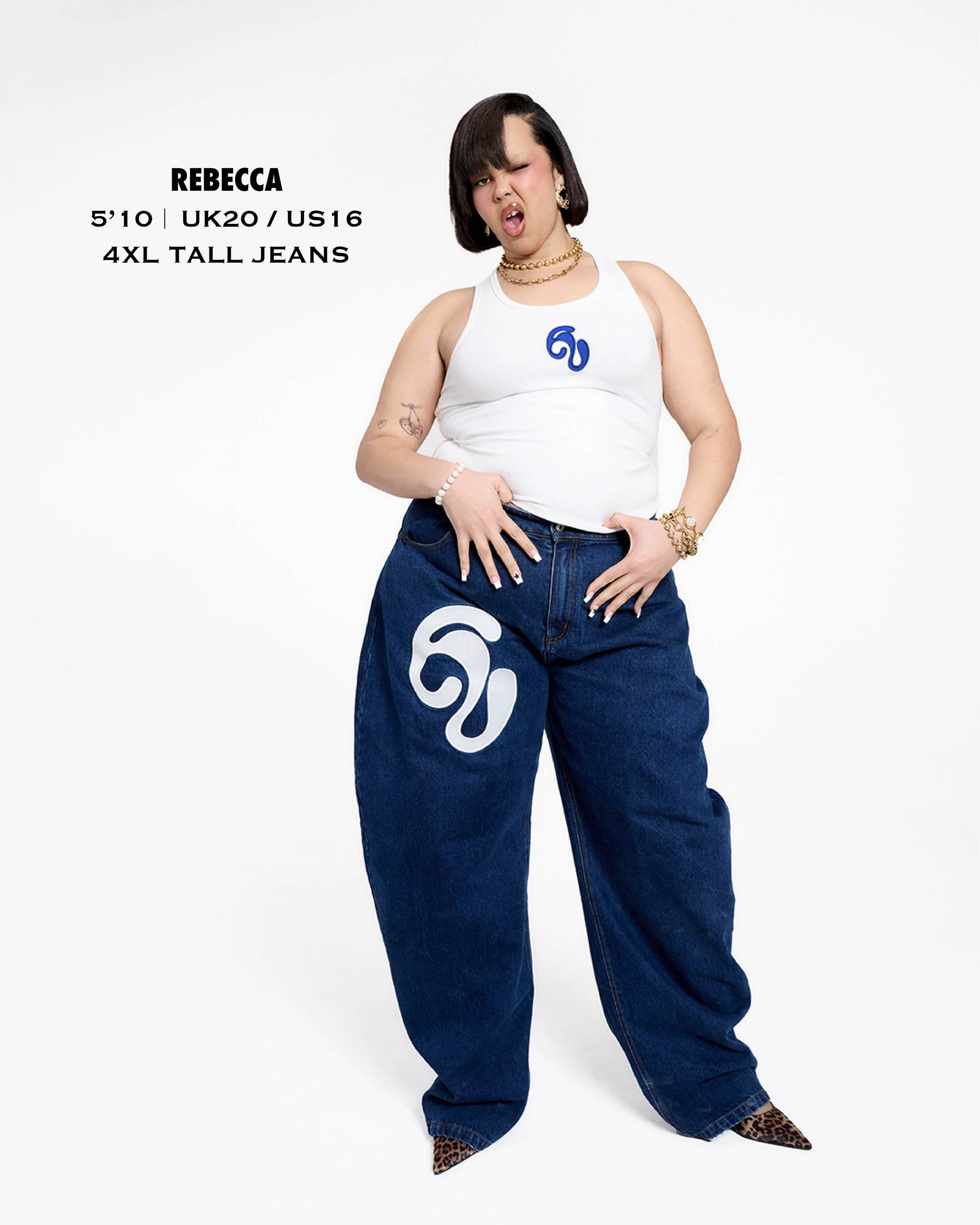 Koa Denim Barrel Leg Logo Embroidered Jeans - Blue Denim - Image 16
