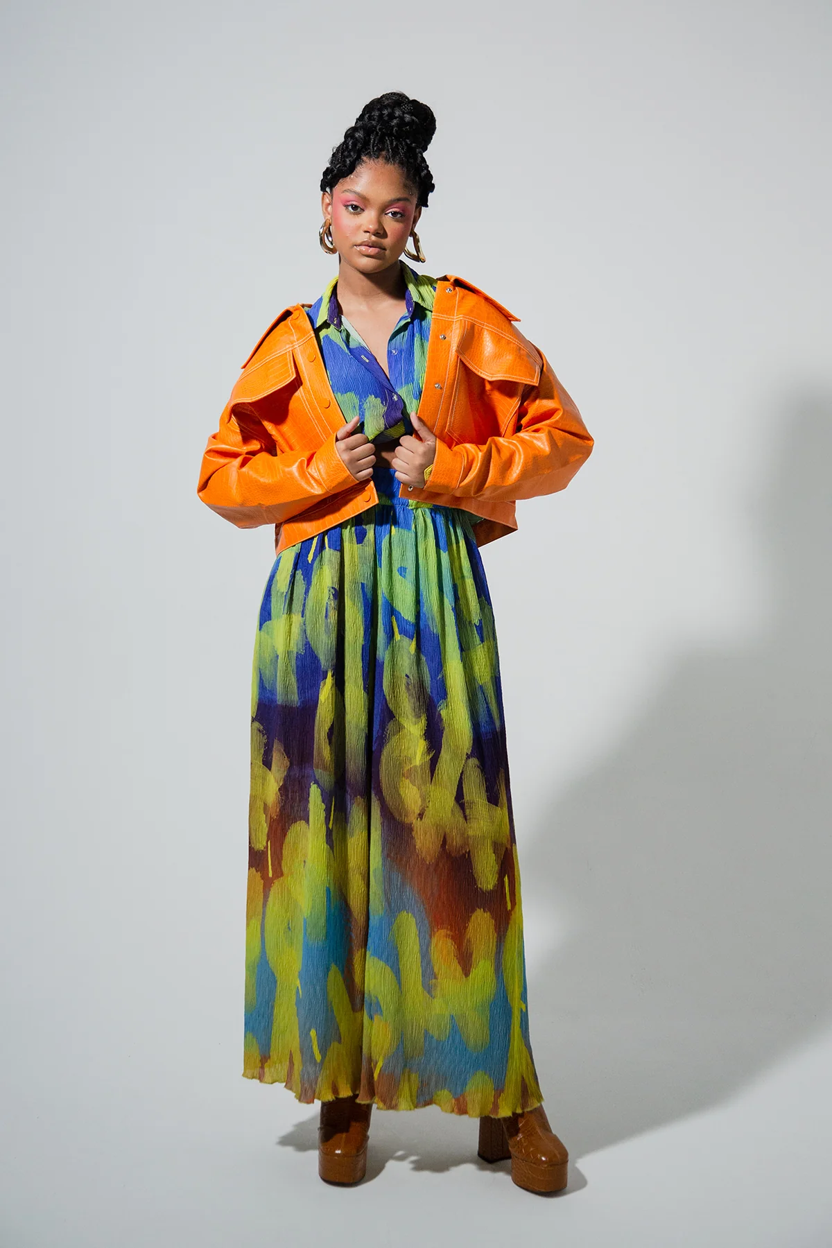 Mawuli Printed Plisse Trousers - Ayo Print Blue - Image 12
