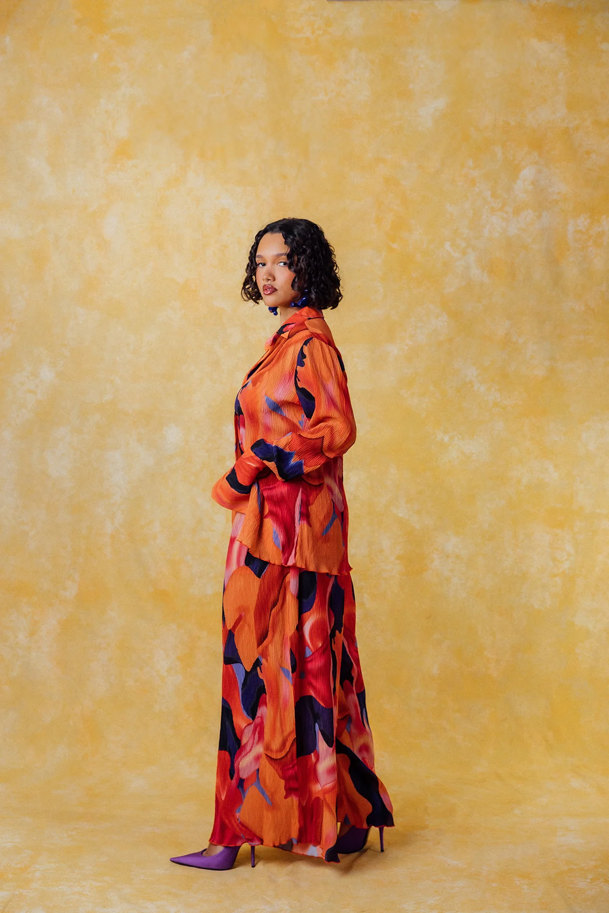 Mawuli Printed Plisse Trousers - Zuri Print - Image 3